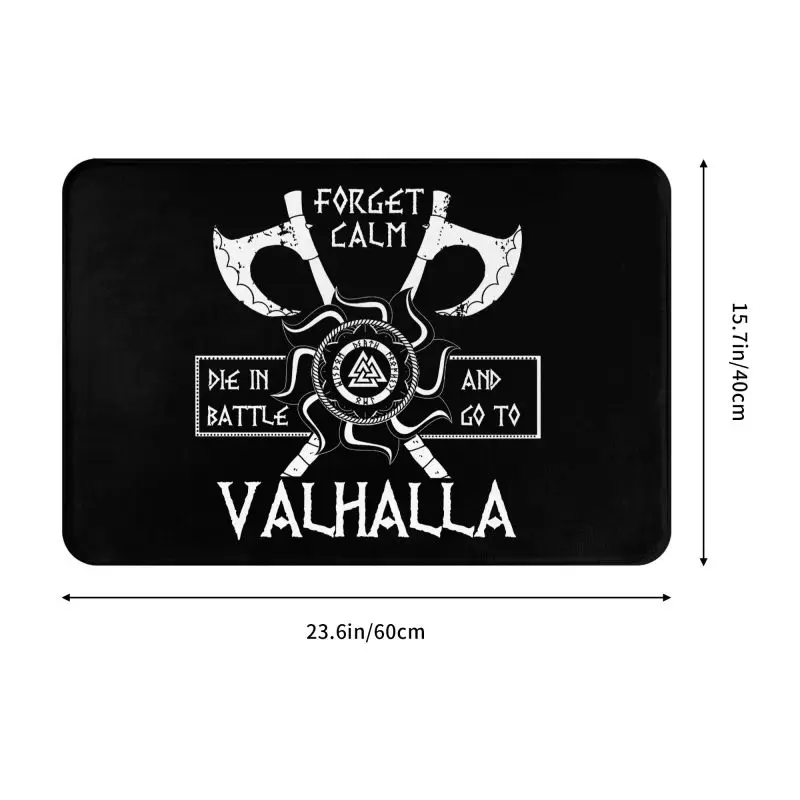 Die In Battle And Go To Valhalla Vikings Front Door Mat Anti-Slip Outdoor Waterproof Doormat Kitchen Balcony Entrance Rug Carpet