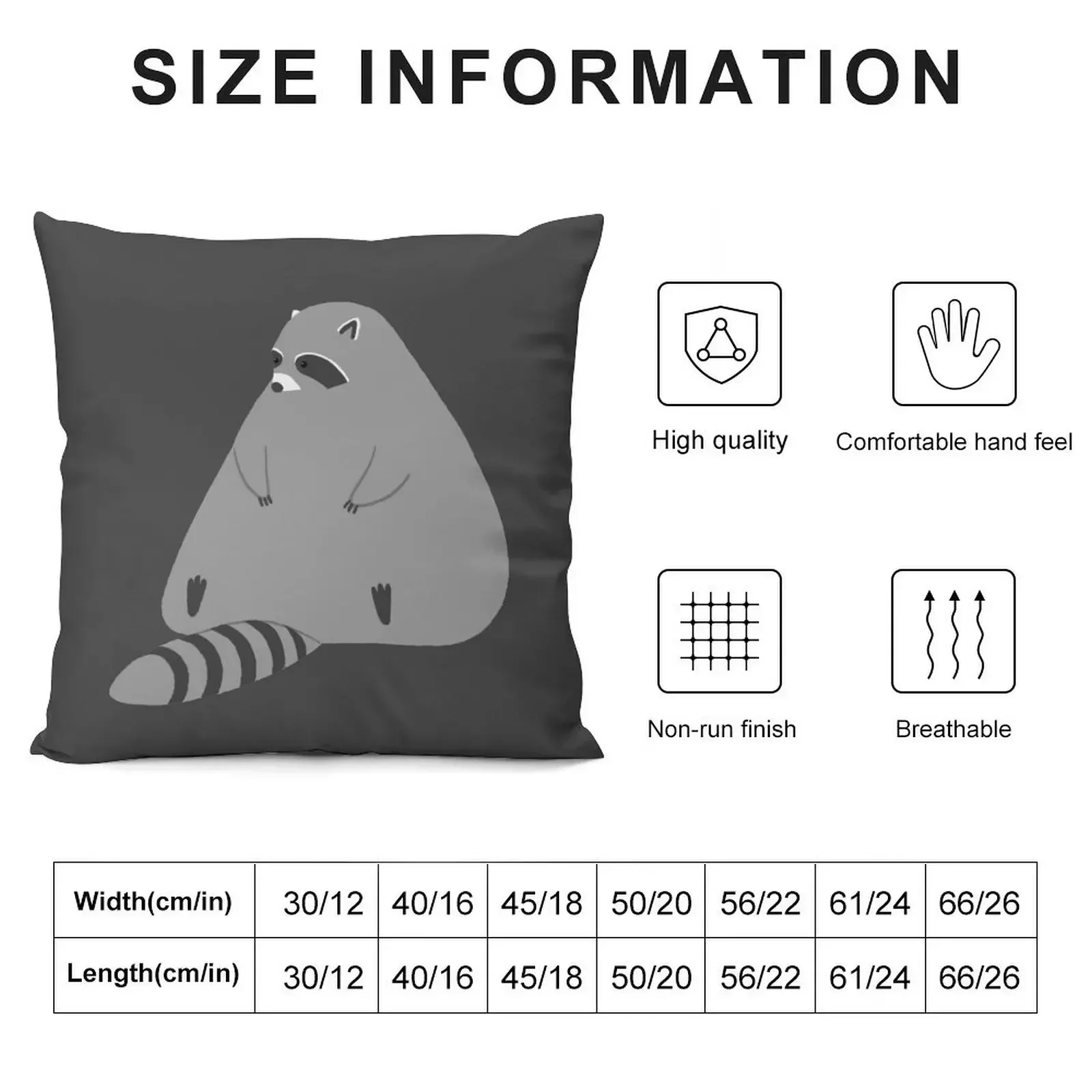 Chubby Melting Raccoon Sitting Throw Pillow Cushions Cover Custom Cushion pillow