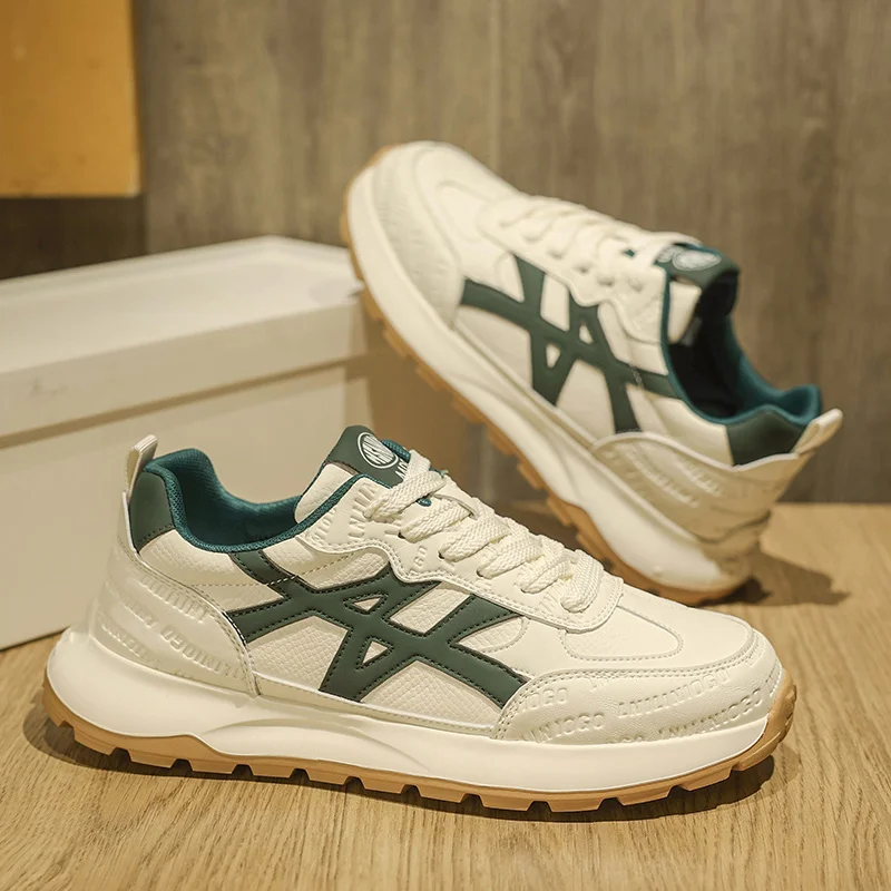  أحذية رياضية عصرية للرجال 2025 - أربطة على الطراز القديم، نعل مكتنز مع تعزيز الارتفاع، الجزء العلوي من الجلد، مسامي ومريح، متعدد الاستخدامات #3