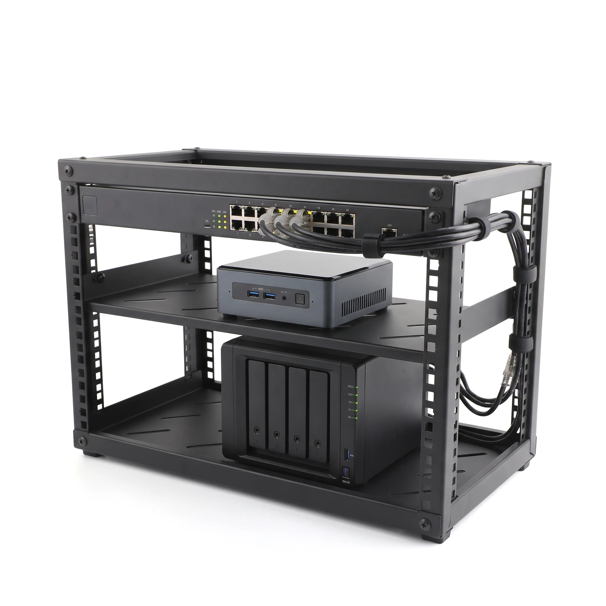 5U-16U 19 Inch Open Frame Server Rack Adjustable Desktop Network Rack  Mount for Microdata Center Office Use