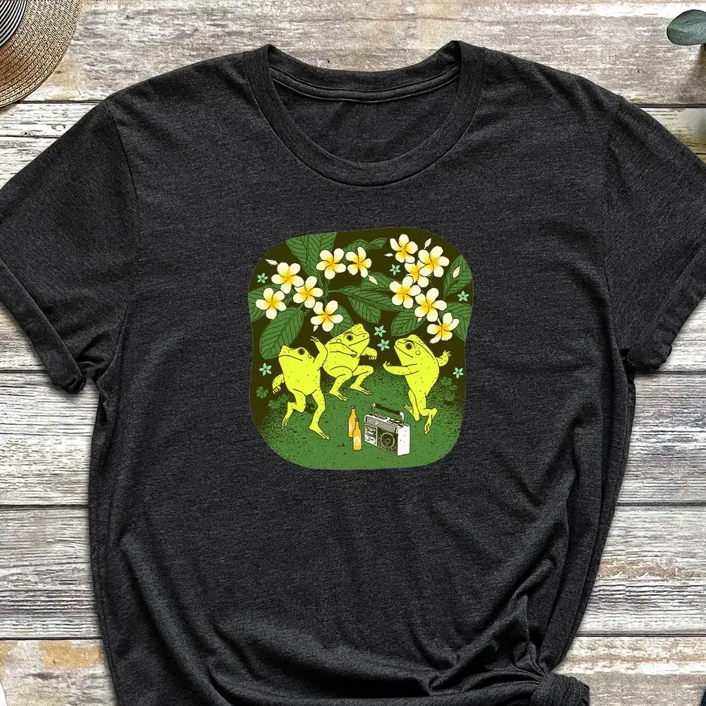 Dancing Frogs T Shirt Frog Party Pond Trend Meme Trendy Geek Nerd