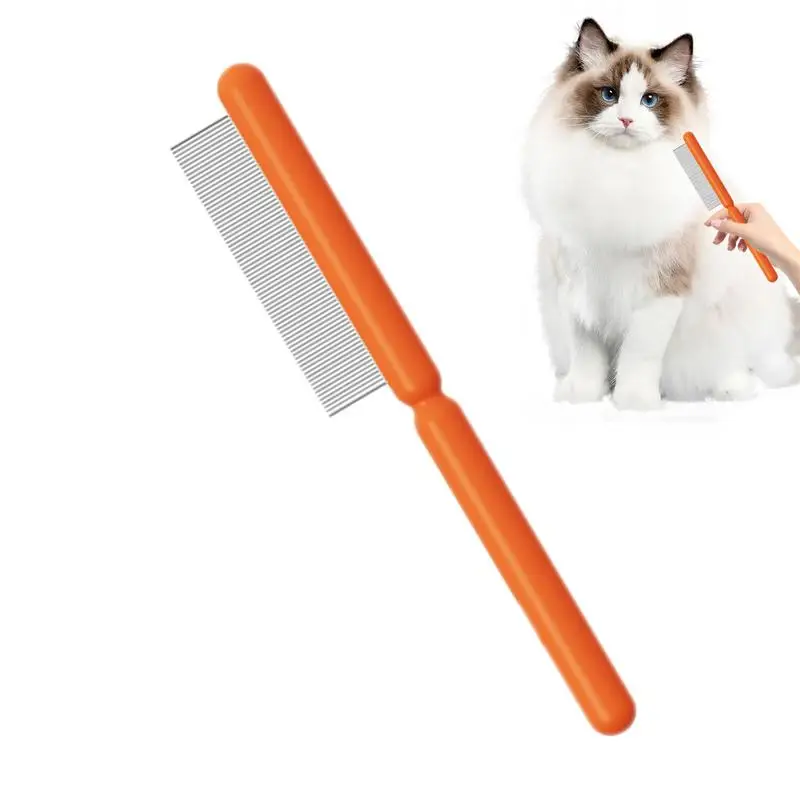 Stainless Steel Grooming Comb With Ergonomic Handle Cleaning Floating Hair Comb For Dogs Cats Pets Grooming Accessories
