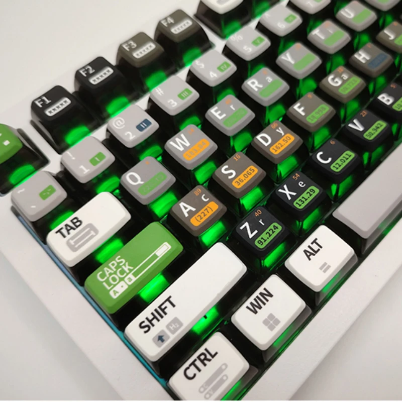 120 Keys Chemical Element Mechanical Keycaps PBT Four-side Translucent Thermal Sublimation Keycap ASA Profile Pudding Key Caps