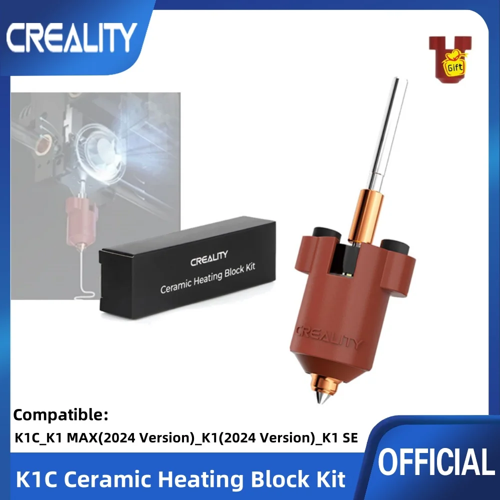 Creality Official K1C Ceramic Heating Block Kit Quick-swap Nozzle Kit 300°C High Temp. High Flow Fast Heating 3D Printer Part