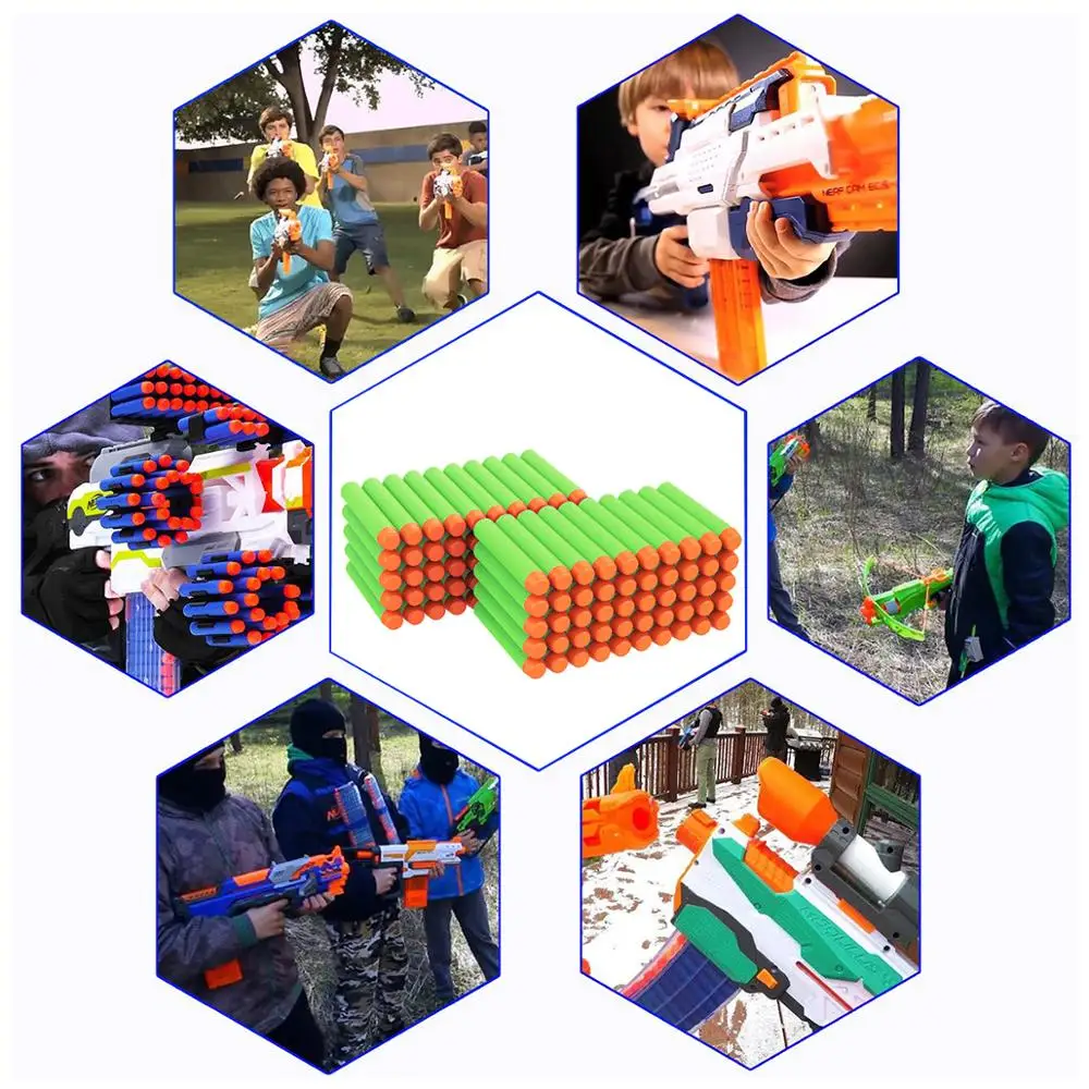 Pistola de juguete de balas blandas Nerf para niños, dardos de esponja de repuesto de cabeza redonda, 7,2 cm, 100 piezas