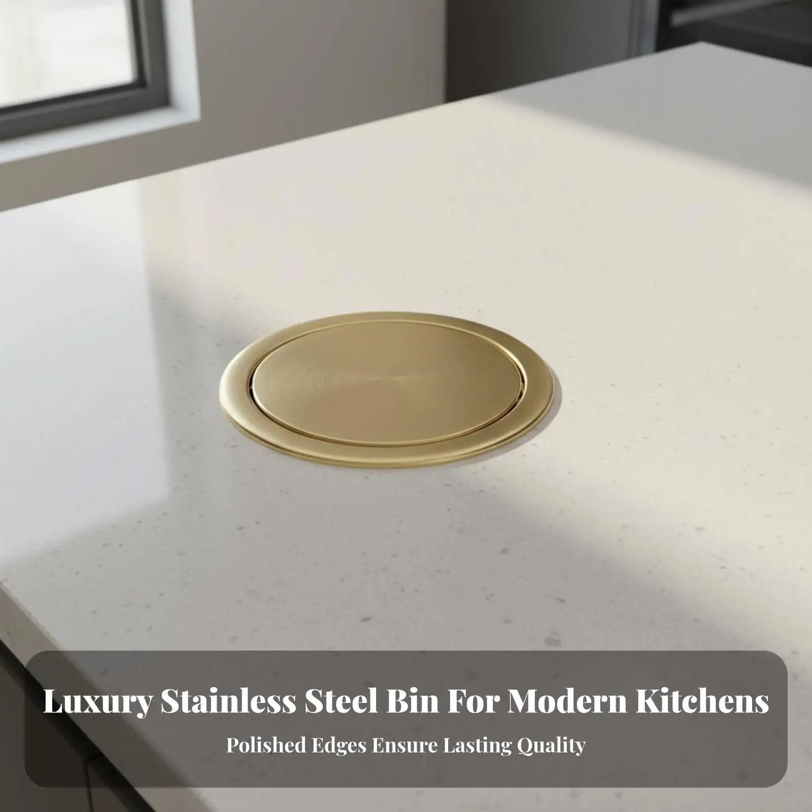 Stainless Steel Lid Hidden Waste Bin Cover Auto Close Swing Flap Insert for Coffee Bar or Office Spaces