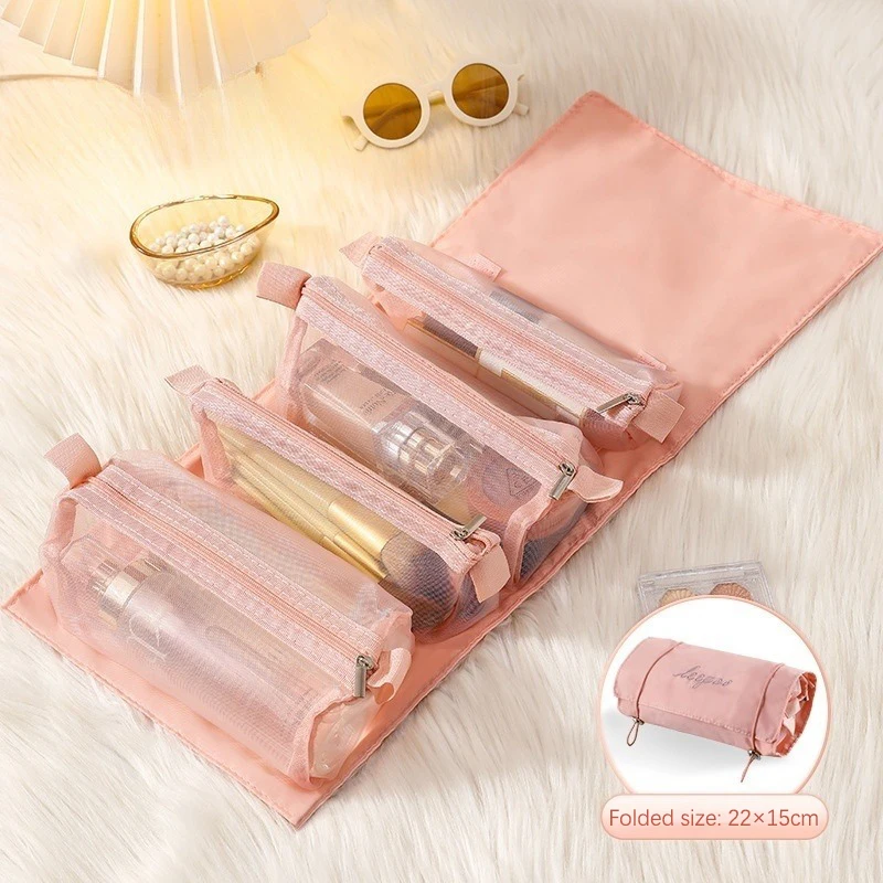 Makeup Bags Detachable 4 In 1 Portable Cosmetic Bag Travel Folding Separable Toiletry Storage Bag Organizer Make Up Pouch