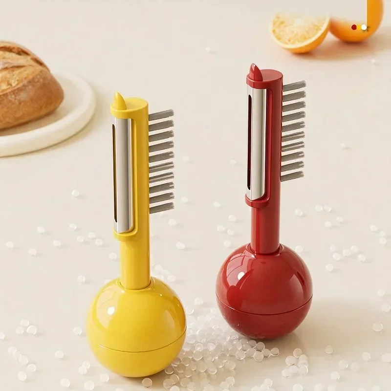 Roly Poly Vegetable Peeler Multifunctional Fruit Skin Remover Built in Cleaning Brush Self Standing Kitchen Prep Tool Kitchen