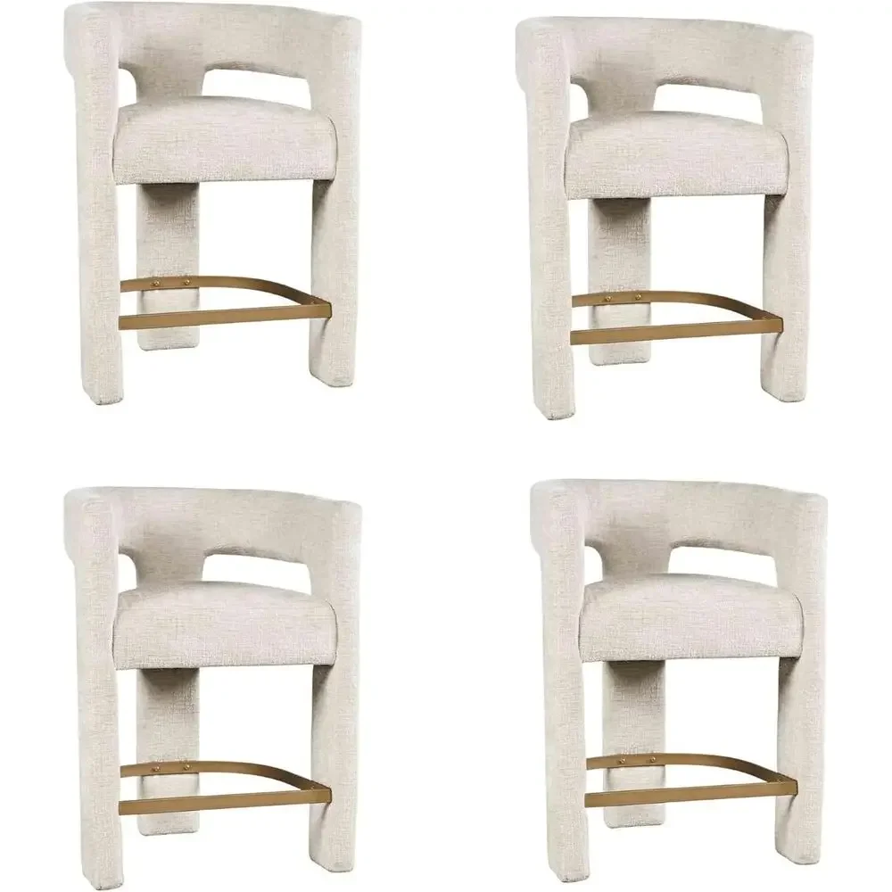 

Joran Upholstered Counter Stool with Arms – tile Barstools – Stylish Seating or Kitchen Dining Room or Home Bar, Natural, Set o