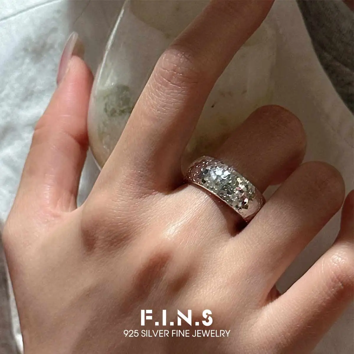 

F.I.N.S Original Pure S925 Sterling Silver Fish Scales Ring Korean Sparkling Fashion Minimalist Index Mid Finger Fine Jewelry