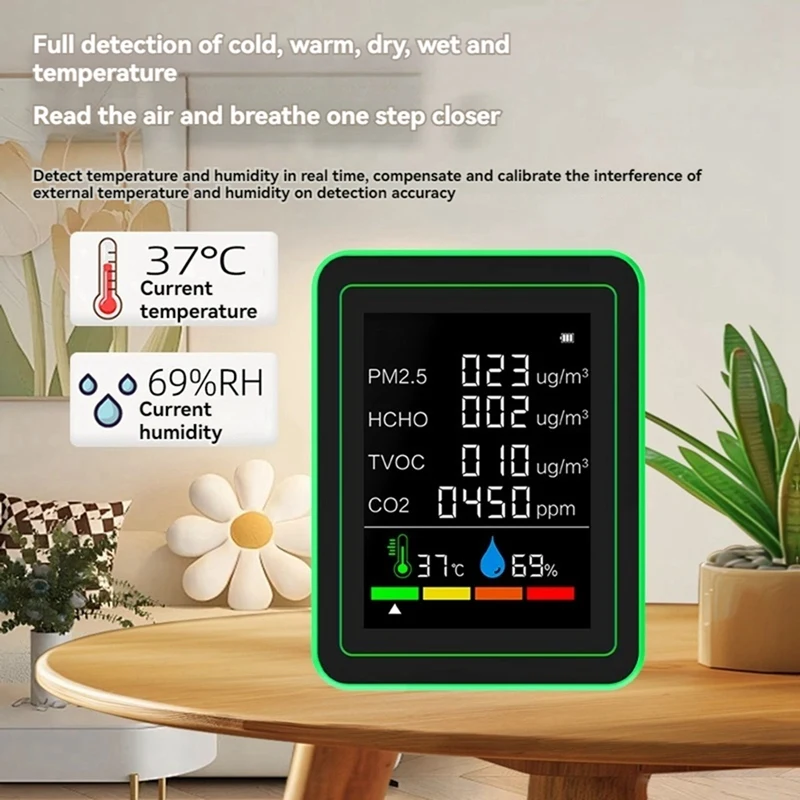 A73T Total Smart Wifi Air Quality Sensor Guard Multifunction CO2/TVOC/HCHO/PM2.5/ Temperature/Humidity