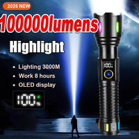 2025 High Power Flashlights Rechargeable LED Flashlight Tactical Torch Zoom Ultra Powerful Torch 3000M Outdoor & Emergency Lamp
