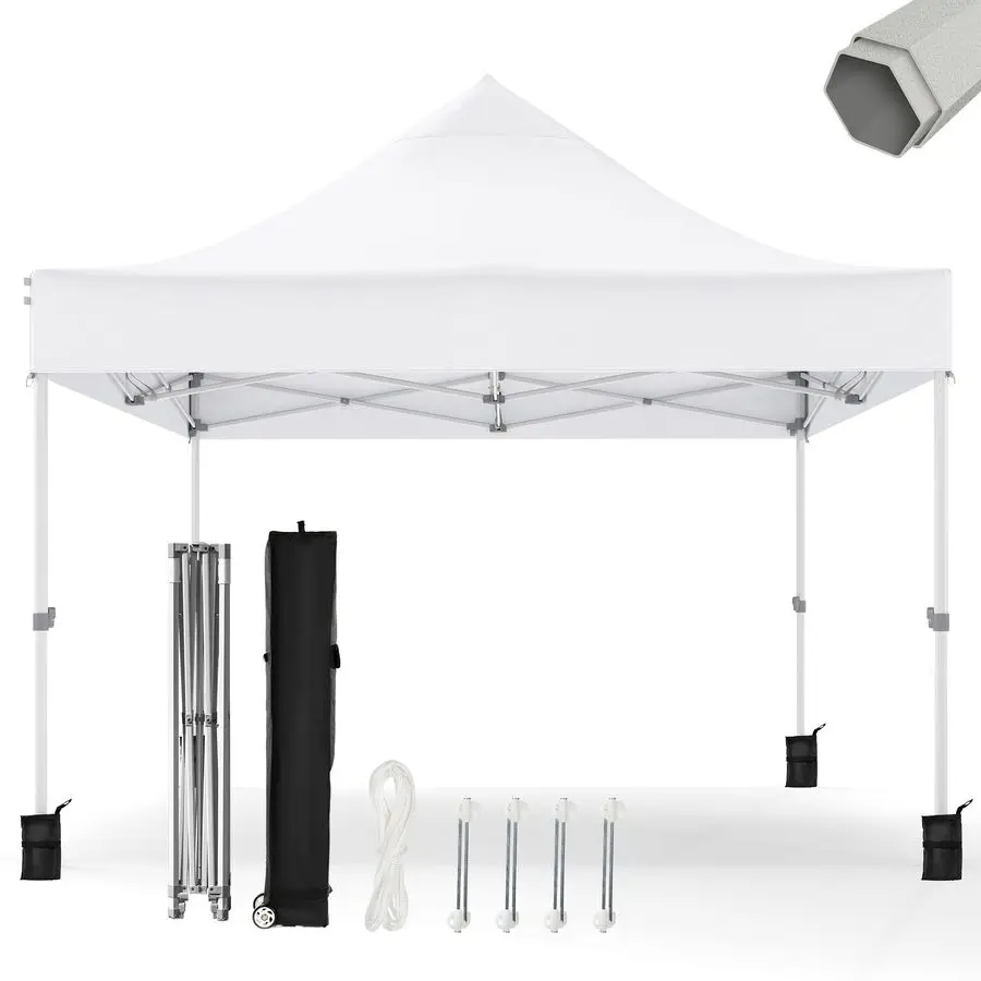 Patio Easy Setup Pop Up Canopy Commercial Heavy Duty, Canopy Tent for Outdoor Events Instant Portable Shelter, 1 Roller Bag, 4 S