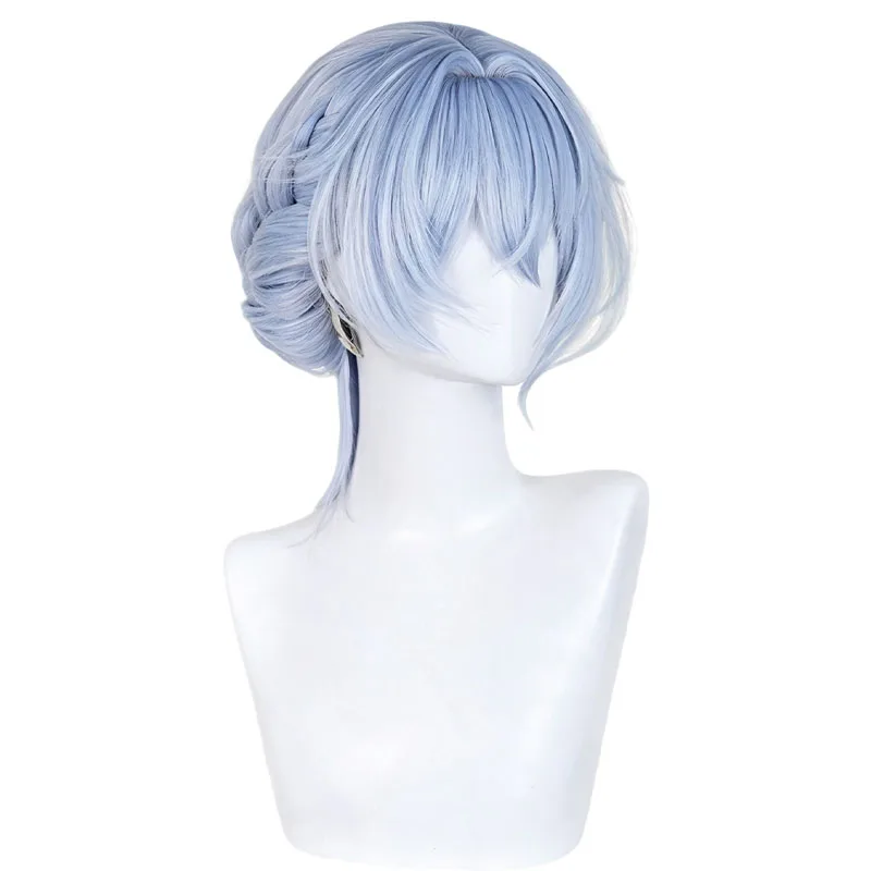 Game Wuthering Waves The Shorekeeper Cosplay Wig Blue Short Synthetic Hair Earrings For Women Men Halloween Costume Party Props