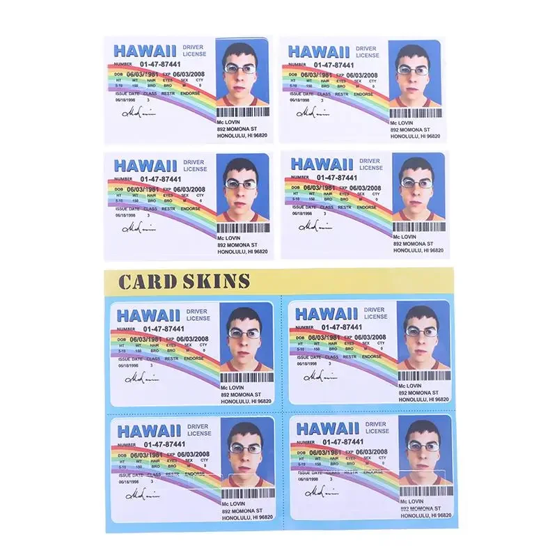 1/4PCS Mclovin Bank Credit Cards Bus Pass Stickers Cool Decoration Waterproof Card Driver's License Credit Card Sticker