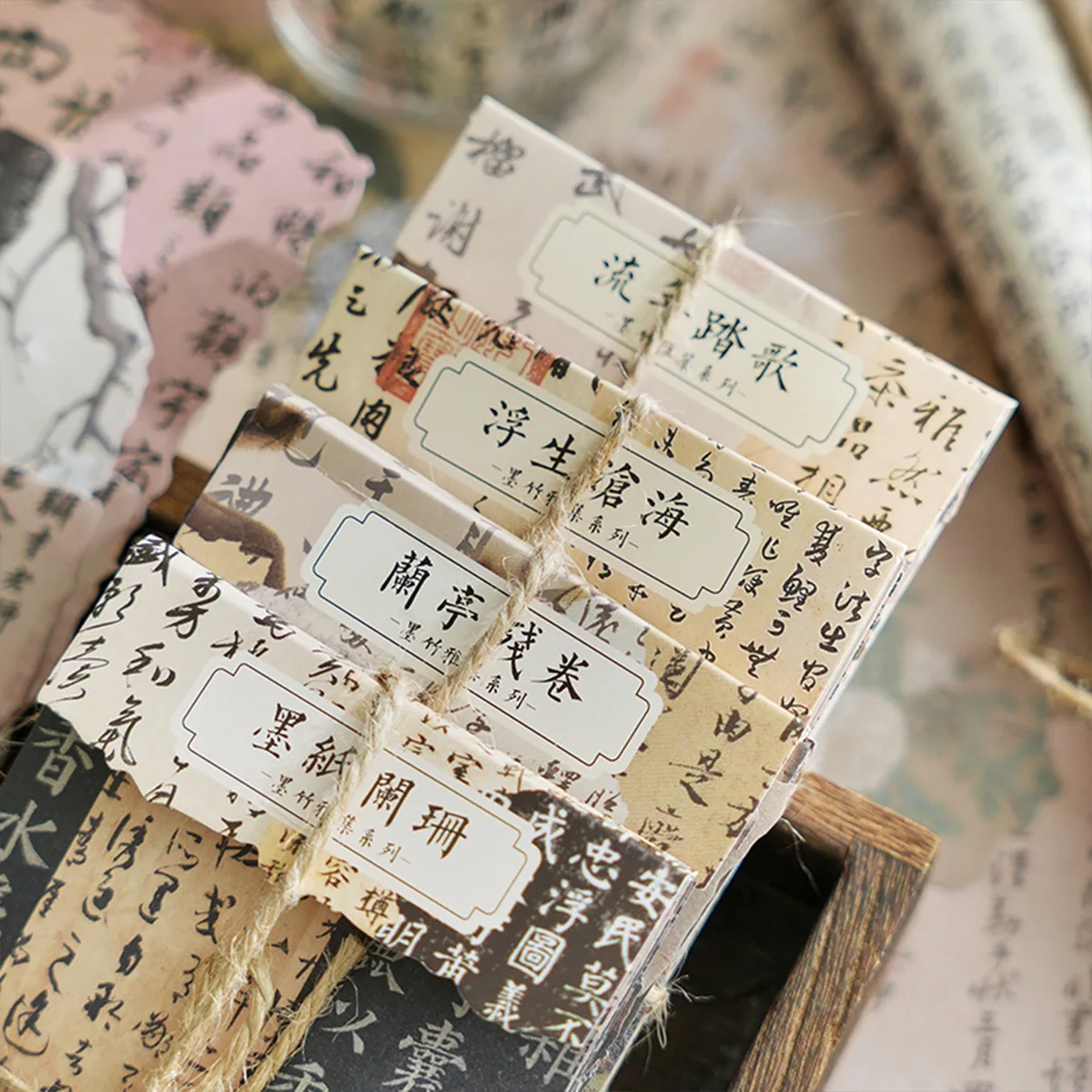 30 PCS Chinese style calligraphy characters hand curtain decorative base material paper handmade diy Diary Background paper