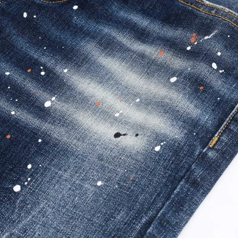 Street Designer Fashion Men Jeans High Quality Retro Blue Stretch Slim Fit Ripped Jeans Men Brand Hip Hop Vintage Denim Pants