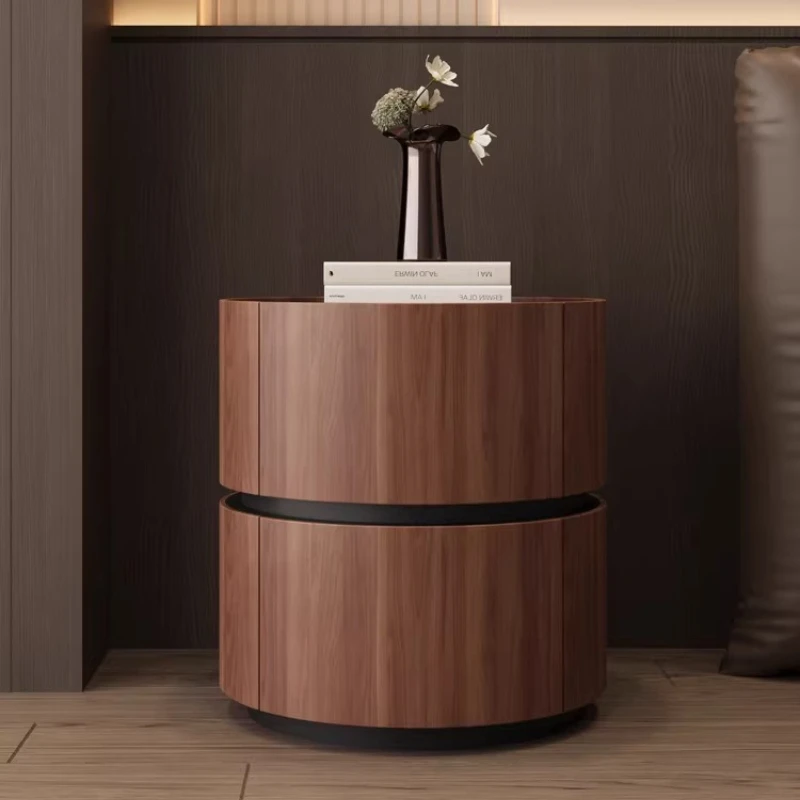 

Brown Retro Nightstands Wood Round Minimal Trendy Antique Vintage Nightstands Bedroom Cute Storage Mesa De Cabeceira Furniture