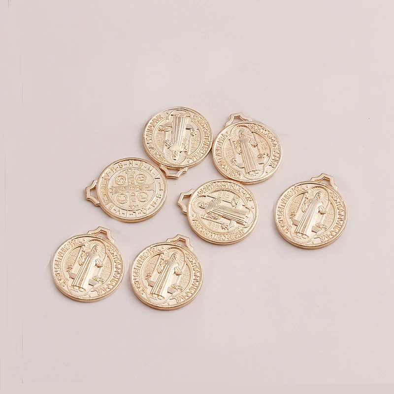 Leslie 10 Stück 22*25mm Charms aus Legierung, Jesus-Kreuz-Münzen-Anhänger für Ohrhänger, Halsketten, Armbänder, DIY-Schmuckherstellungszubehör – Detail 4