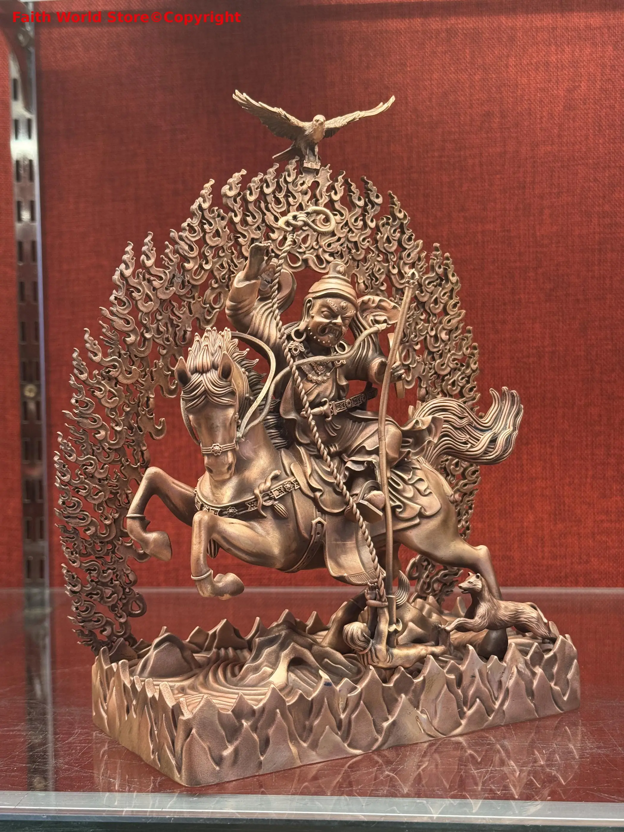 

23 см большая бутиковая медная статуя Будды, редкая защита Зимы, Тибет, Ньминма, буддийский храм, алтарь, поклонение Hayagriva, награждение