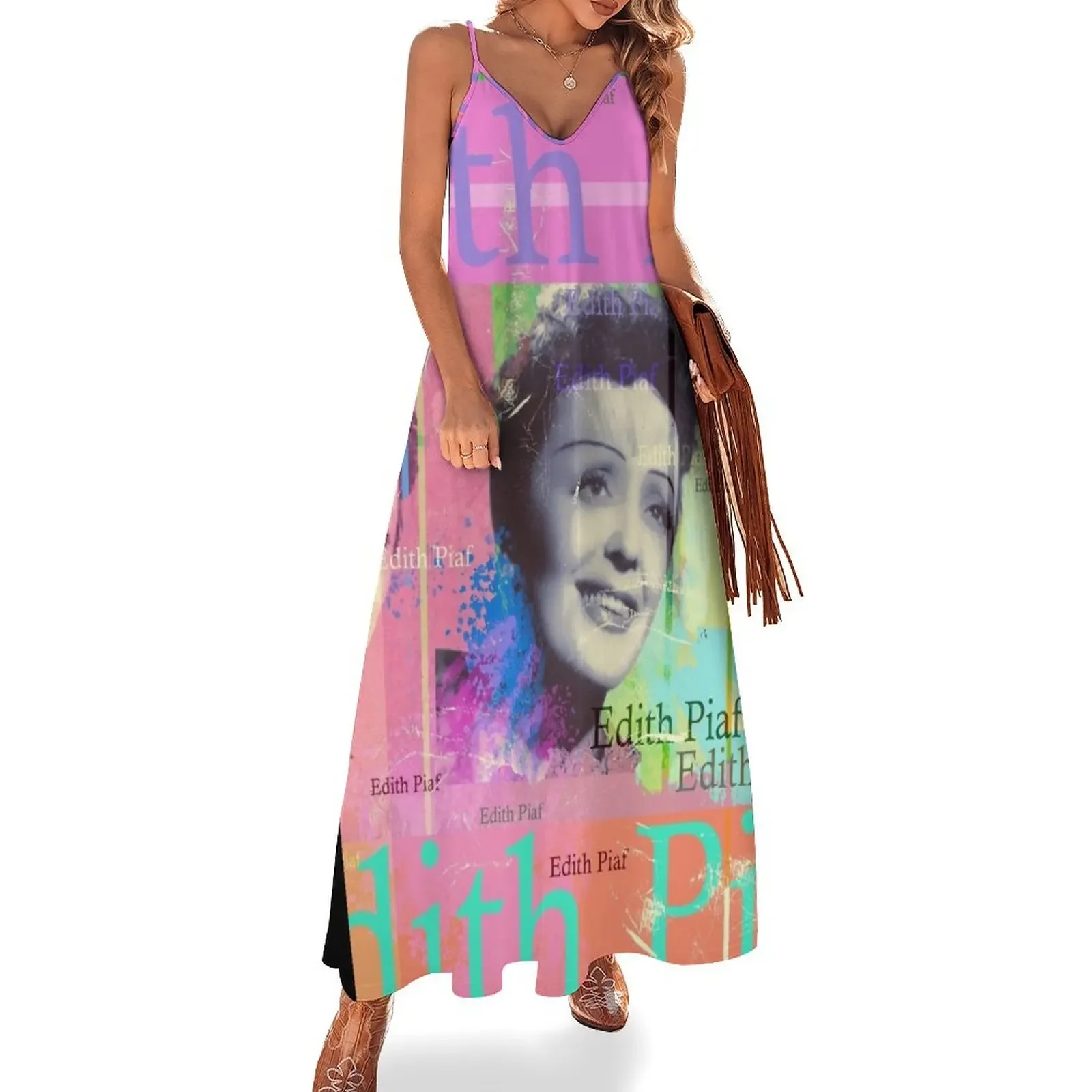 

aesthetic Edith Piaf portrait, chanson singer Sleeveless Dress women clothes summer clothes for women