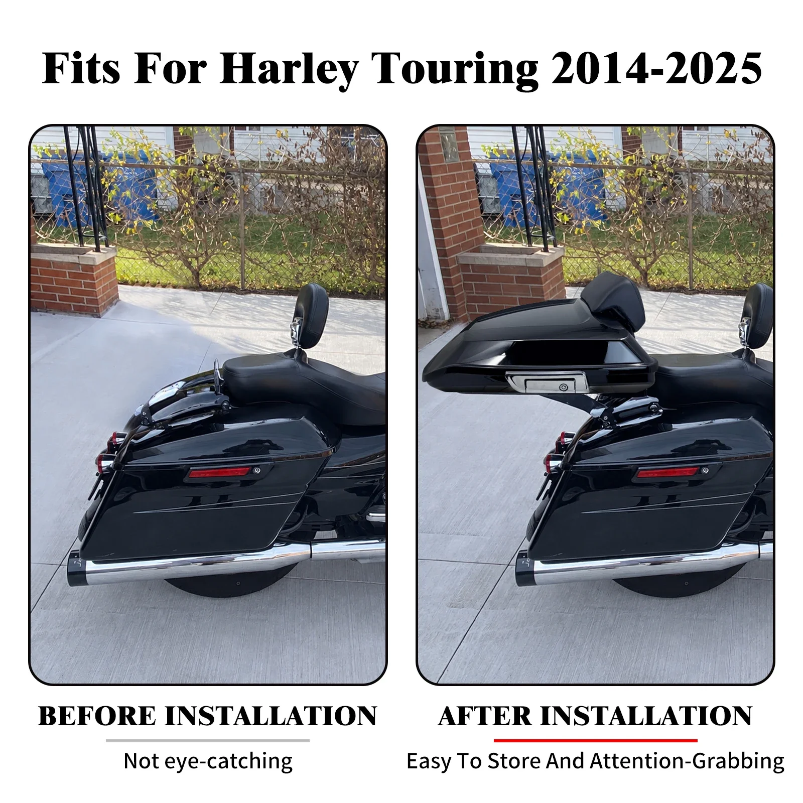 Motorcycle Razor Luggage Bag Trunk With Latch Backrest For Harley Touring 2014-2025 Electra Road Street Glide Road King FLHTK