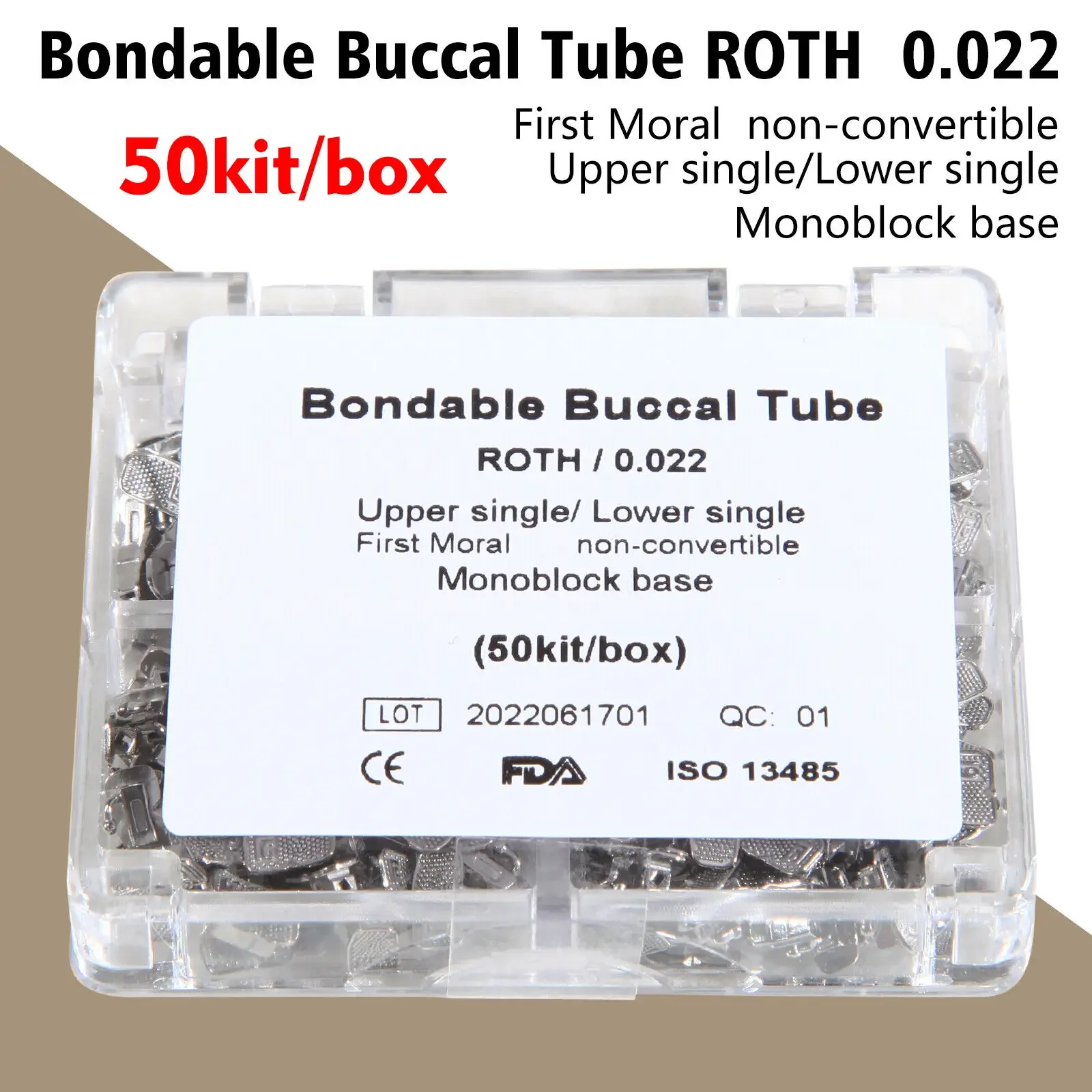 50 Kits/1 Doos Tandheelkundige Orthodontische Buccale Buizen 1e Molaire Buis Roth/MBT 022 Bondable