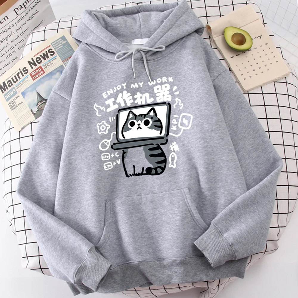 Cartoon Cat Is An Abstract Work Machine Mans Pullover Comfort Harajuku Wei Clothing Leisure Youth Hoody Youth Cartoon Clothing