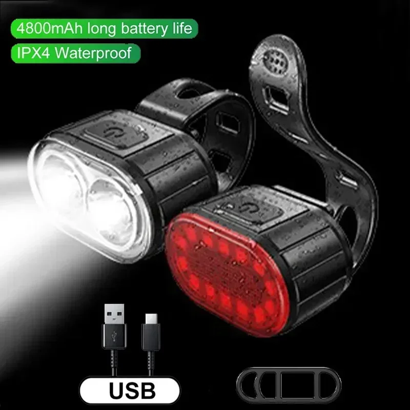 Bike Tail Light USB Rechargeable Front Rear Lamp Ultra Bright Taillight Waterproof MTB Road Bike Headlight Cycling Flashlight