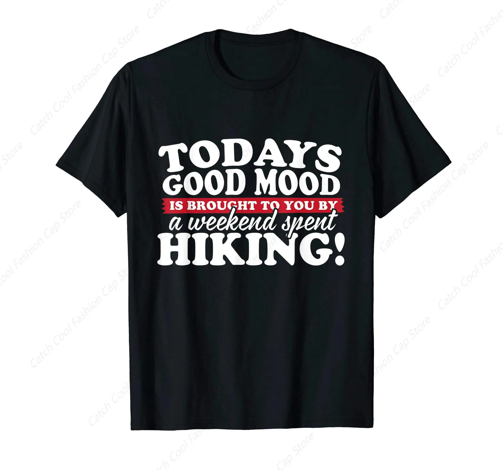 Today's Good Mood Hiking T-Shirt for Men Clothing Tops Tee Vintage 100% Cotton Short Sleeve Summer Gift for Friends Sports Daily