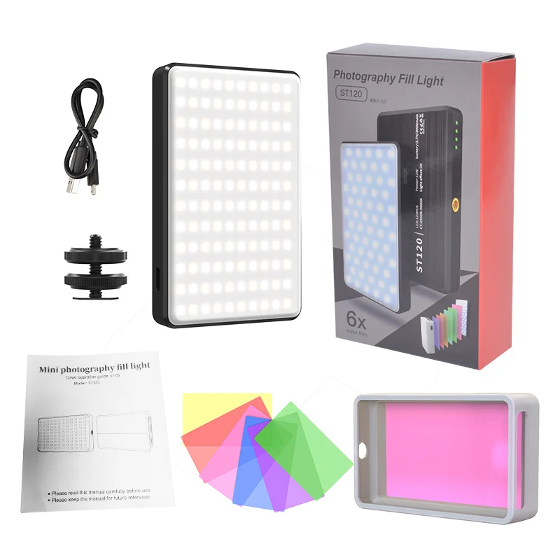ST120 Mini LED Camera Light with Diffuser Dimmable 2500-9000K LED Panel Lamp with Tripod Bi-Color LED Video Light