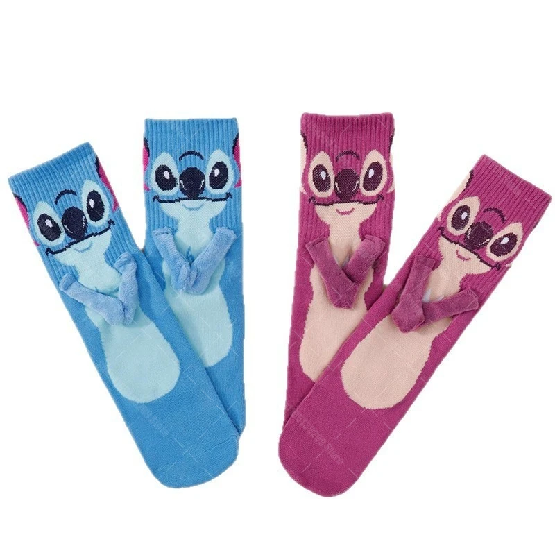 Point main dans la main chaussettes dessin animé amusant doux confortable mode créative adulte et enfants chaussettes de noël équipage chaussettes cadeau