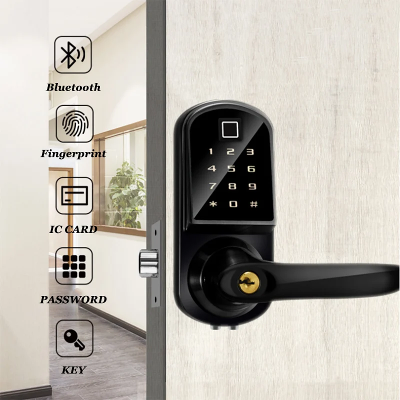 Fingerprint Bluetooth Lock Optional Wifi Hub Lock Smart Electronic Door Lock Key Office Handle Lock TTLOCK APP Control Apartment