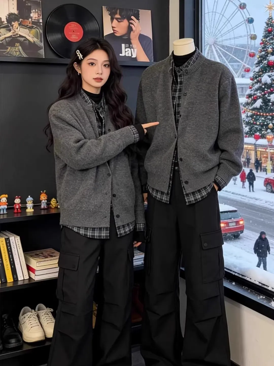 

Мужской вязаный кардиган-пальто Lazy Sle в клетку, весна-осень, свободный крой, на пуговицах, имитация двухслойного, повседневная одежда