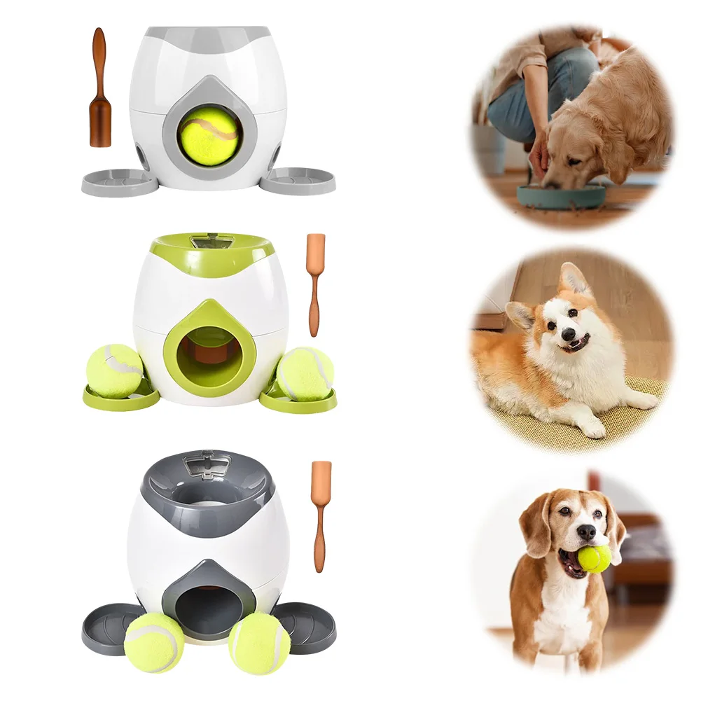 

Interactive Dog Ball Thrower Dog Tennis Food Reward Machine Dog Tennis Balls Feeder for Small and Medium Dogs
