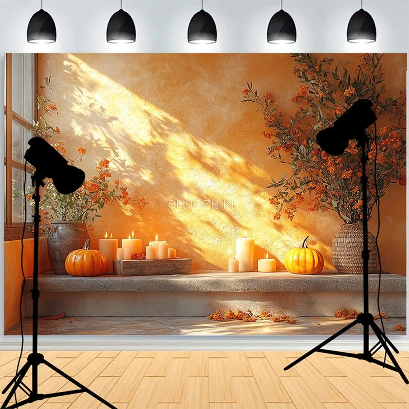 Thanksgiving Day 3d Podium Haunted House Background Glowing Steps Spooky Ghost Posters Walls Cobwebs Photography Backdrops GN-02