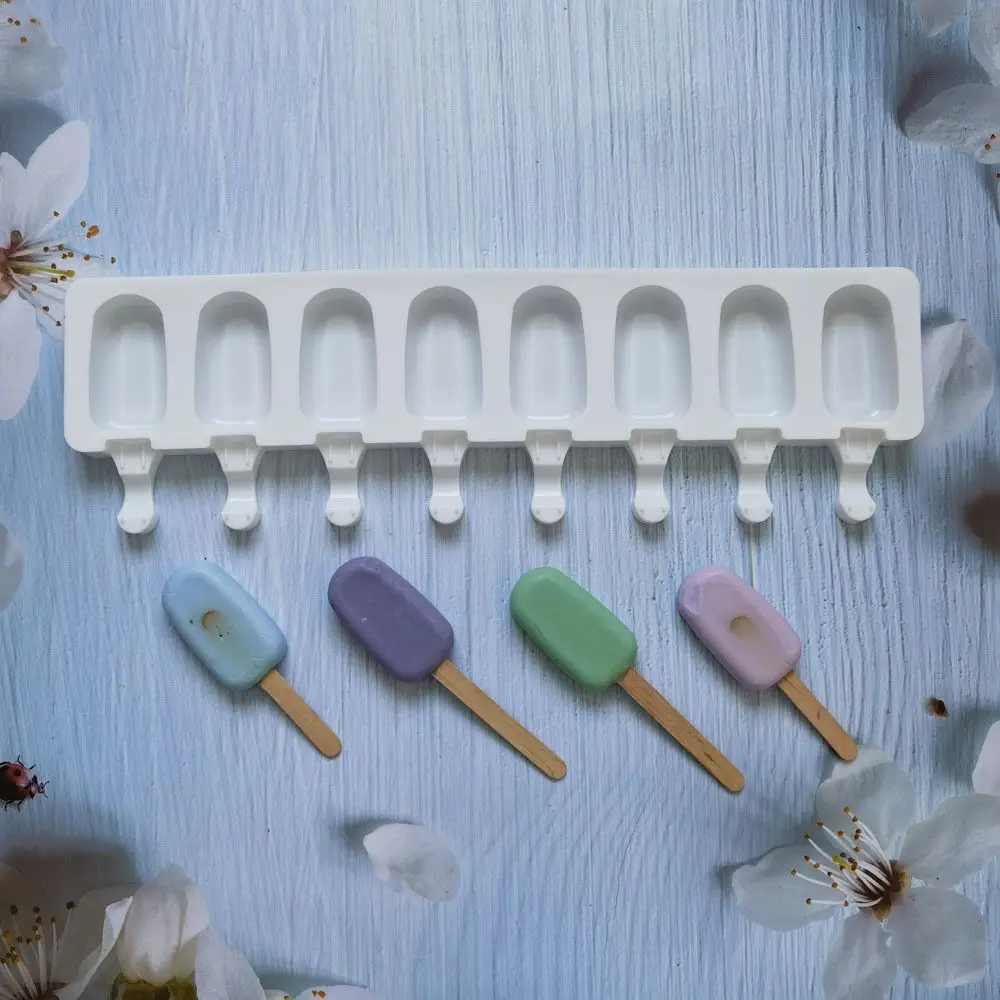 Silicone 8-Link Oval Ice Cream Mold Ice Cube Diy Pudding Cake Accessories Ice Cream Mold Ice Lattice Baking Tool image 4
