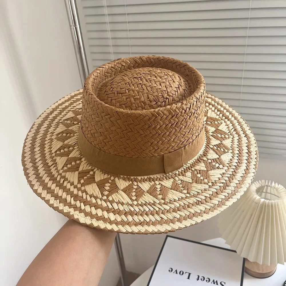 

Retro Wide Brim Straw Cowboy Hat Classic Vintage Western Cowgirl Hat Straw Beach Sun Hat for Women & Men