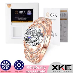 Gra, moissanite ring, two-carat, micro-inlay, zircon-plated, platinum-plated, rose-gold ring, Lady's jewelry