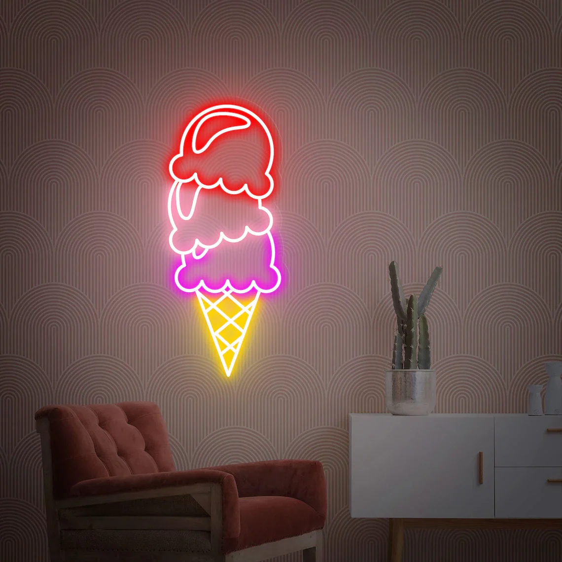 Imagem -04 - Ice Cream Neon Sign Wall Decor Decoração da Loja Kids Room Presentes de Aniversário Bar Decor