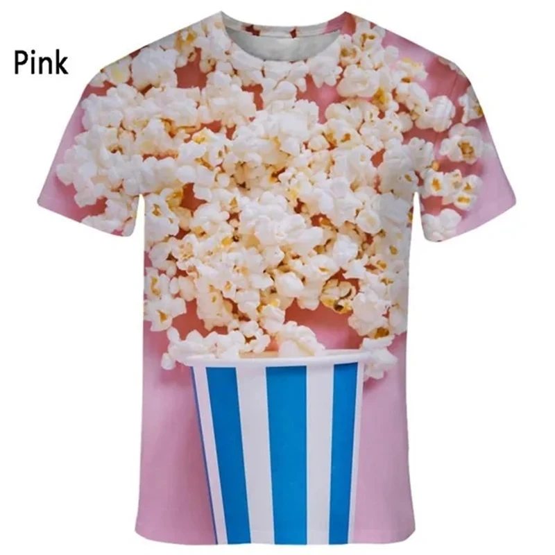 New Fashion Popcorn 3D Printed Funny T Shirts Men\'s And Women\'s Clothing Summer Short Sleeve T-Shirt Unisex Streetwear Tops Tees