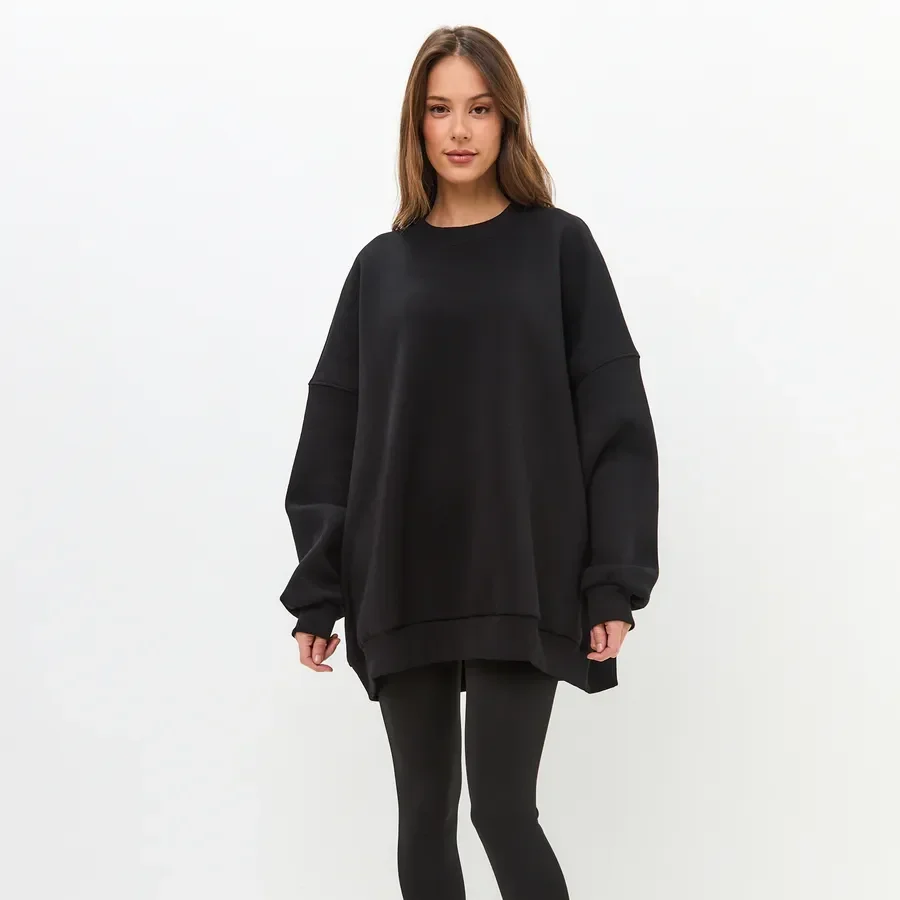 الكبار بلون القطن طويل الأكمام طاقم الرقبة سترة المرأة ربيع الخريف الأساسية أعلى للجنسين عارضة مريحة عالية الجودة أعلى