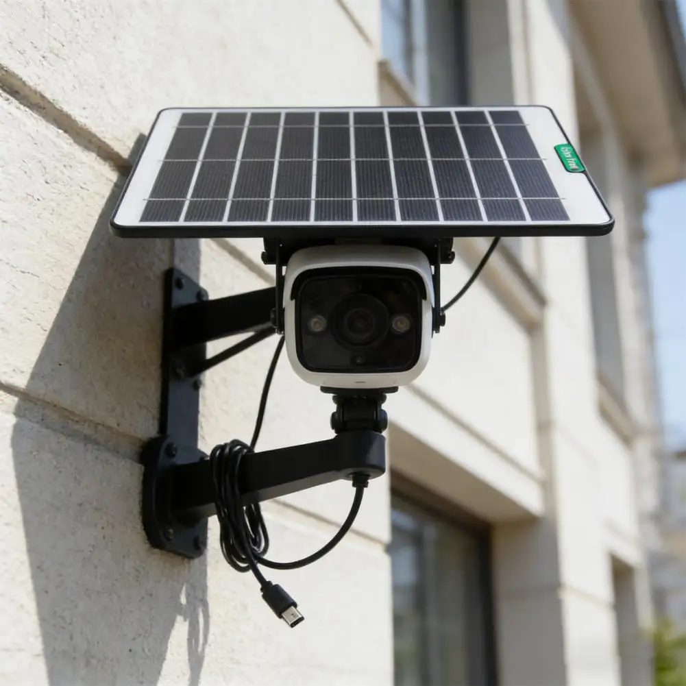 Solar Panel for Security Cameras Waterproof Solar Panel 5w Weather-resistant Solar Charging Panel with Type-c to Micro-usb