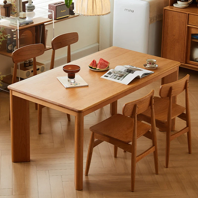 Meja makan kayu Jepang meja makan desain minimalis Modern meja makan ruang tamu furnitur rumah kantor Mesa Comedor LLDT