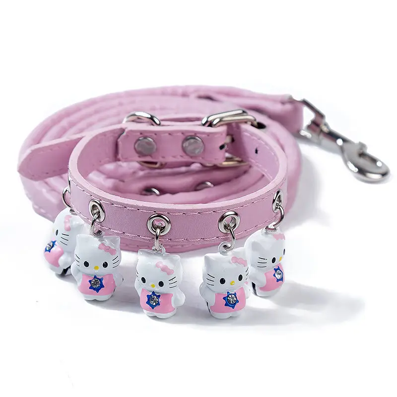 

Милые ошейники для собак и кошек Sanrio, аксессуары Hello Kittys, милый мультяшный поводок из искусственной кожи, товары для домашних животных, игрушки для девочек, подарок