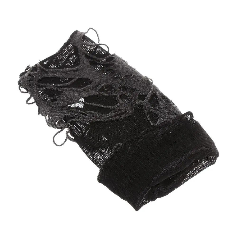 Masquerade Women Arm Warmer Long Gothic Black Punk Mittens Hole Halloween Gloves Beggar Style