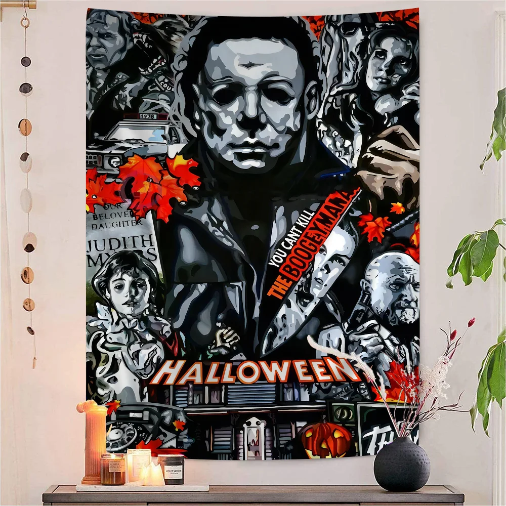 

American Horror Movies Halloween Michael Myers Cartoon Tapestry Art Science Fiction Room Home Decor Wall Hanging Sheets