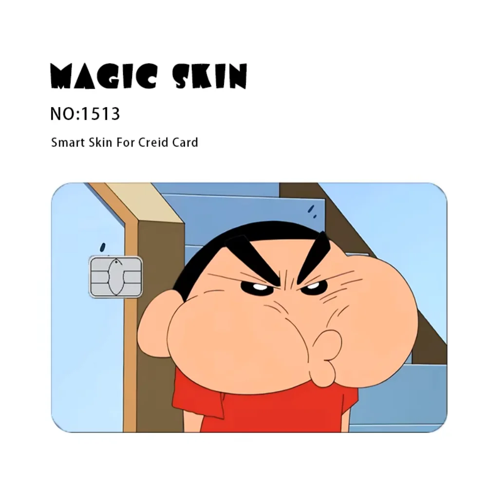 Kawaii تلوين شين تشان 2.5D HD بولي كلوريد الفينيل فيلم الشريط الجلد لبطاقة الخصم الائتمان مقاوم للماء ملصقات مقاومة للخدش رقاقة صغيرة الهدايا