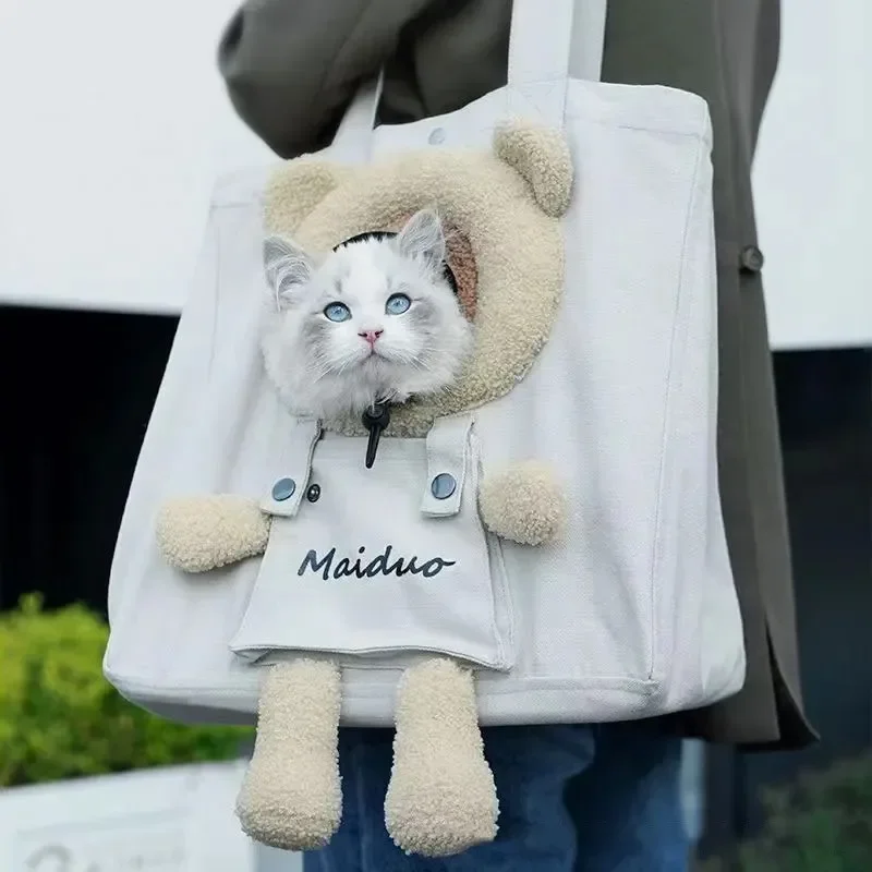 35cm Soft-Sided Portable Pet Handbag Lightweight Breathable Canvas Carrier Neck Hole Safety Buckle for Cats Dogs Pet Accessories