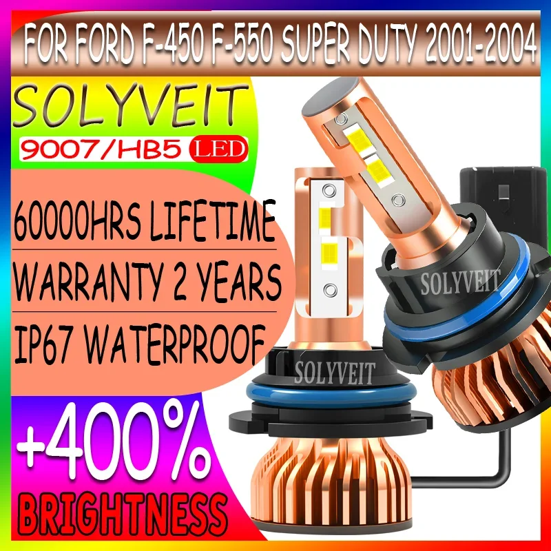 

Водонепроницаемая и пыленепроницаемая мощная яркость 9007, светодиодная фара дальнего ближнего света для Ford F-450 F-550 Super Duty 2001 2002 2003 2004